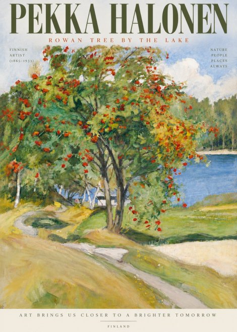 Pekka Halonen Rowan Tree by the Lake No4 - Affiche