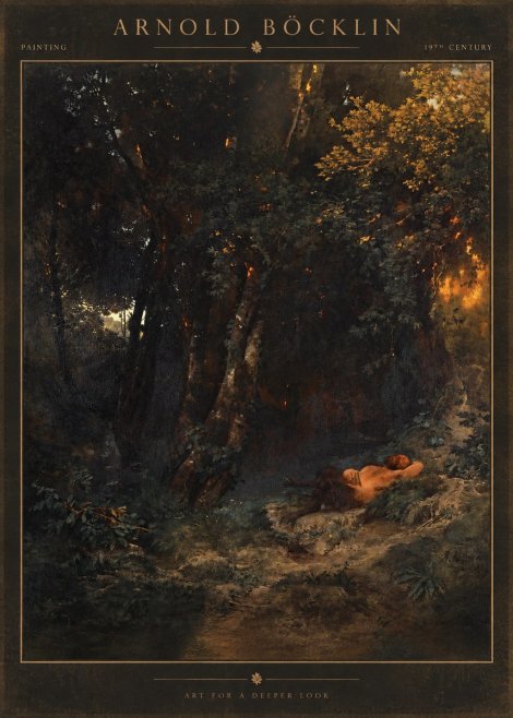 Arnold Böcklin A Faun Asleep No2 - Affiche