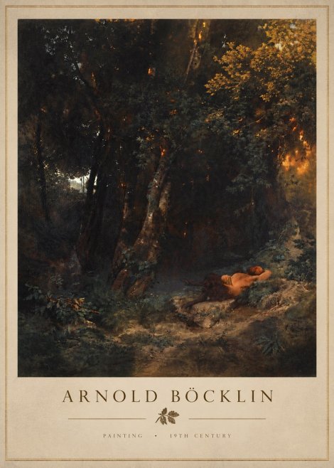Arnold Böcklin A Faun Asleep No4 - Affiche