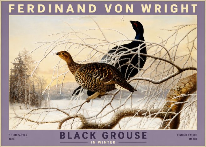Ferdinand von Wright Black Grouse in Winter No3 - Affiche