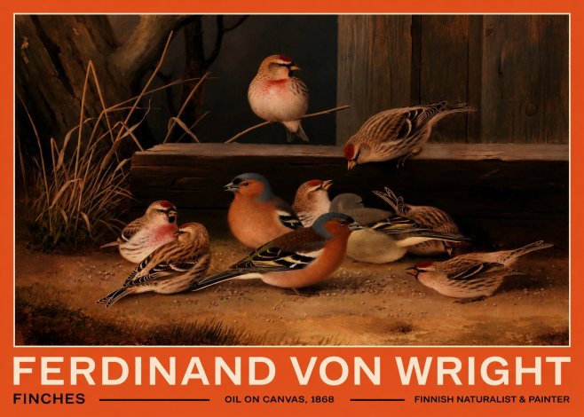 Ferdinand von Wright Finches No2 - Affiche