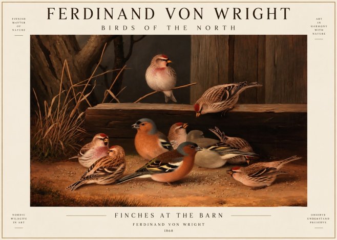 Ferdinand von Wright Finches No3 - Affiche