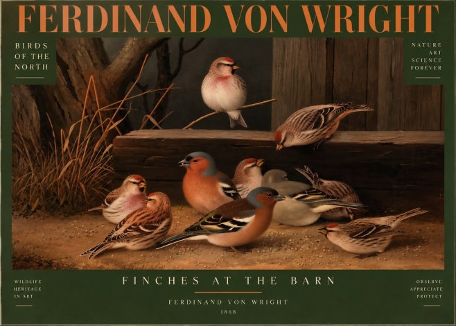 Ferdinand von Wright Finches No4 - Affiche
