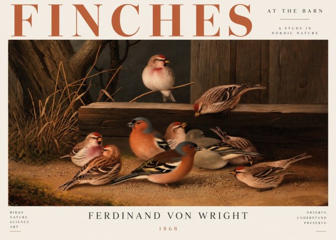 Ferdinand von Wright Finches No5 - Affiche