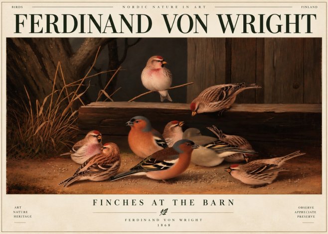 Ferdinand von Wright Finches No6 - Affiche
