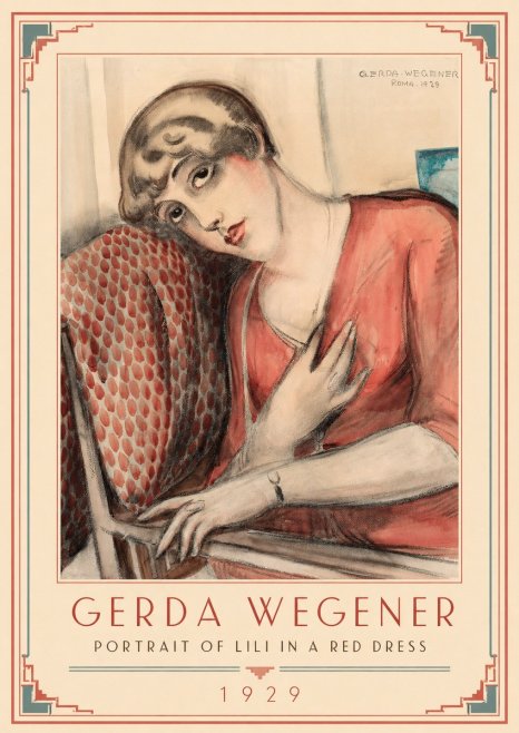 Gerda Wegener Portrait of Lili in a Red Dress No1 - Affiche