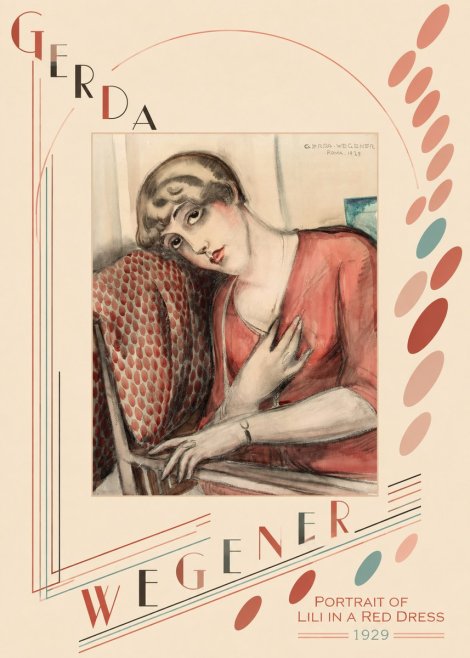 Gerda Wegener Portrait of Lili in a Red Dress No6 - Affiche