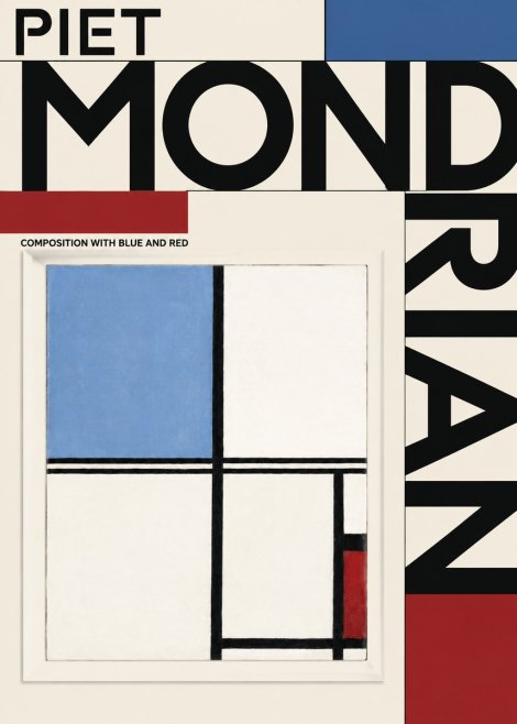 Piet Mondrian Composition with Blue and Red No3 - Affiche