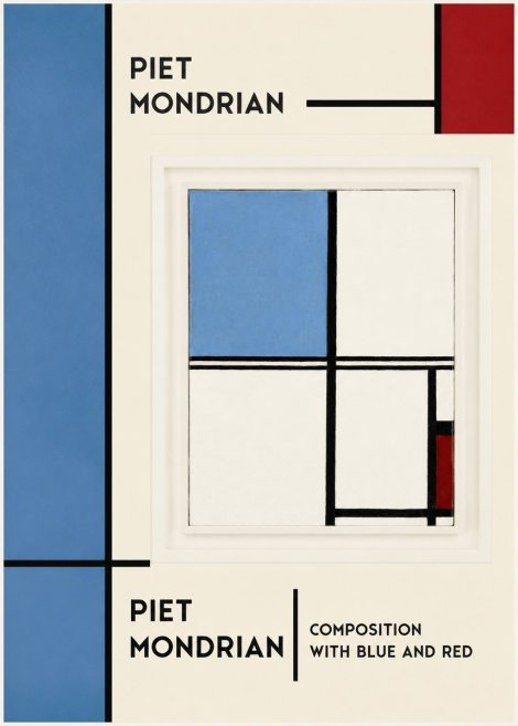 Piet Mondrian Composition with Blue and Red No6 - Affiche