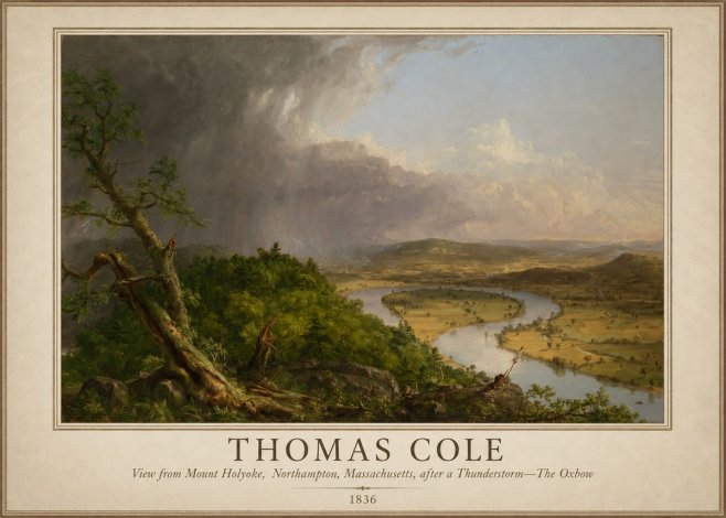 Thomas Cole View from Mount Holyoke, Northampton, Massachusetts, After a Thunderstorm—the Oxbow II No1 - Affiche