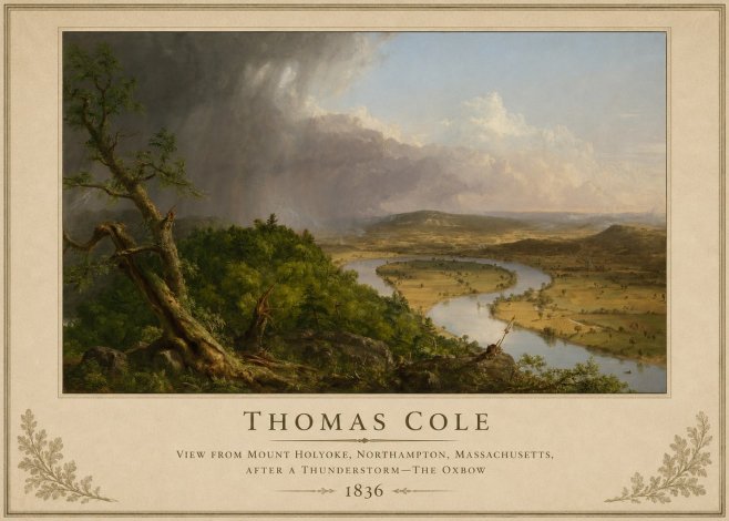 Thomas Cole View from Mount Holyoke, Northampton, Massachusetts, After a Thunderstorm—the Oxbow II No2 - Affiche