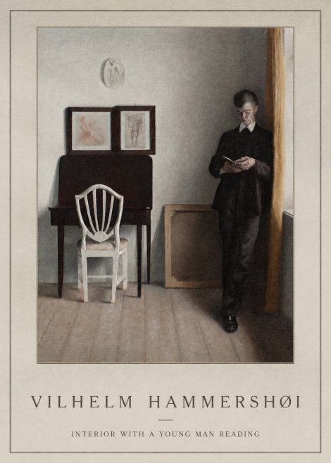 Vilhelm Hammershøi Interior with a Young Man Reading No1 - Affiche