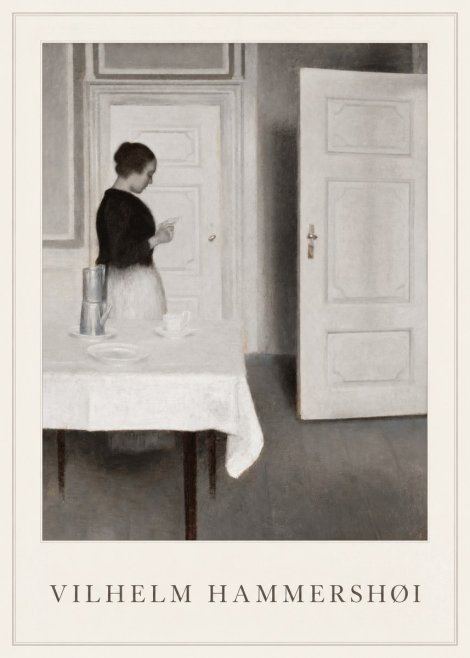 Vilhelm Hammershøi Interior with a Woman Reading a Letter No1 - Affiche