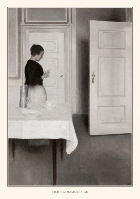 Vilhelm Hammershøi Interior with a Woman Reading a Letter No4 - Affiche