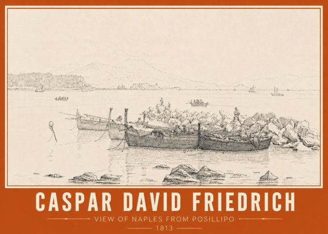 Caspar David Friedrich View of Naples from Posillipo No5 - Affiche