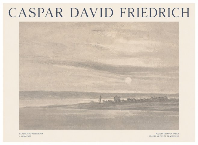 Caspar David Friedrich Landscape with Moon No1 - Affiche