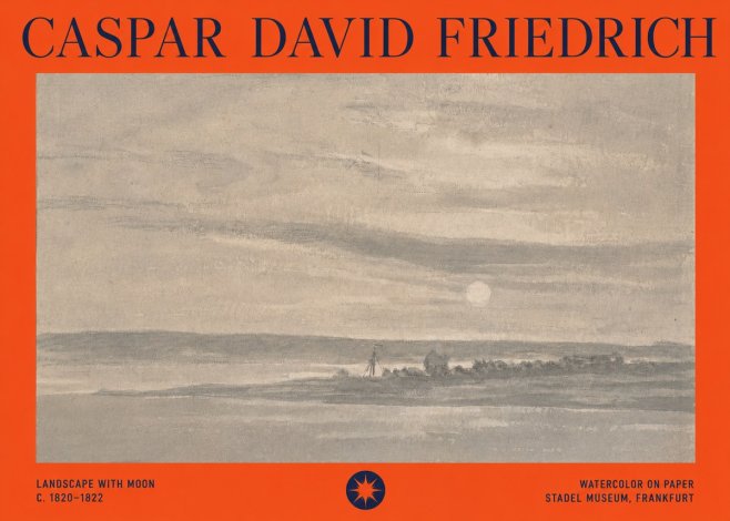 Caspar David Friedrich Landscape with Moon No4 - Affiche