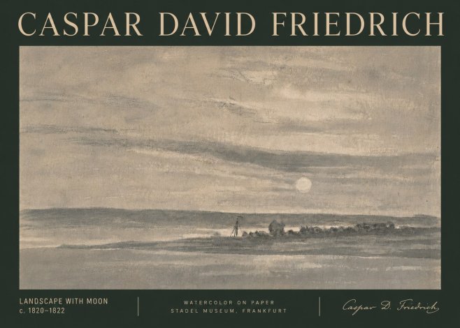 Caspar David Friedrich Landscape with Moon No6 - Affiche