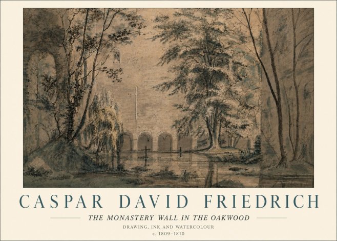 Caspar David Friedrich The Monastery Wall in the Oakwood No6 - Affiche