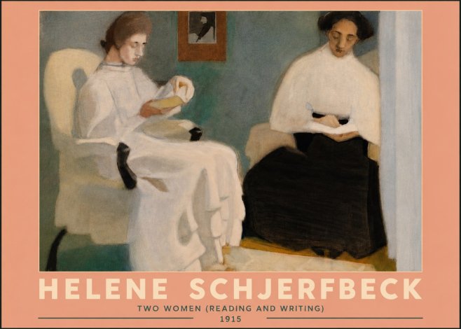 Helene Schjerfbeck Two Women (Reading and Writing) No5 - Affiche