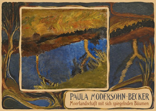 Paula Modersohn-Becker Moorlandschaft Mit Sich Spiegelnden Bäumen No3 - Affiche
