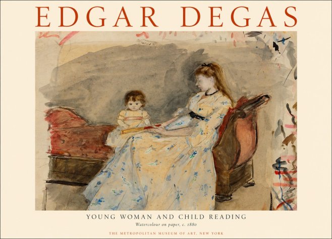 Edgar Degas Young Woman and Child Reading No1 - Affiche