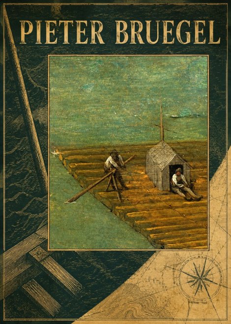 Pieter Bruegel Two Men on a Raft No4 - Affiche