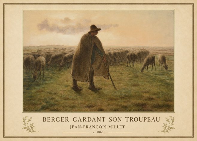 Jean-François Millet Berger Gardant Son Troupeau No1 - Affiche