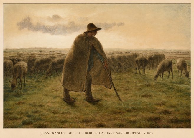 Jean-François Millet Berger Gardant Son Troupeau No6 - Affiche