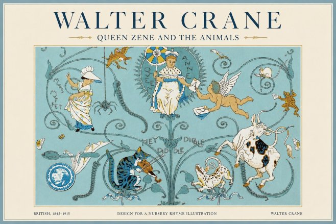 Walter Crane Queen Zene and the Animals No1 - Affiche