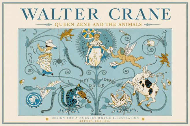 Walter Crane Queen Zene and the Animals No3 - Affiche