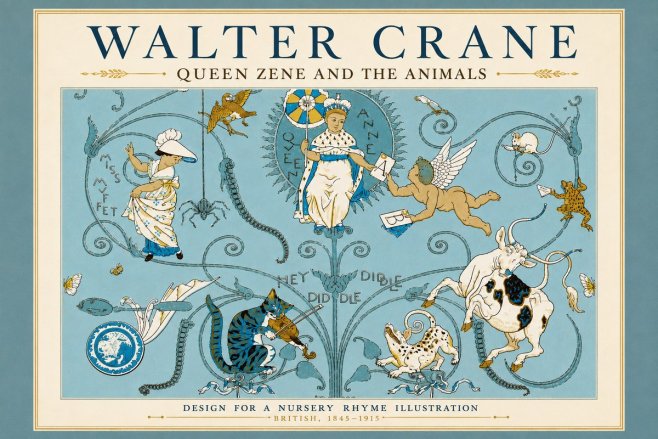 Walter Crane Queen Zene and the Animals No5 - Affiche