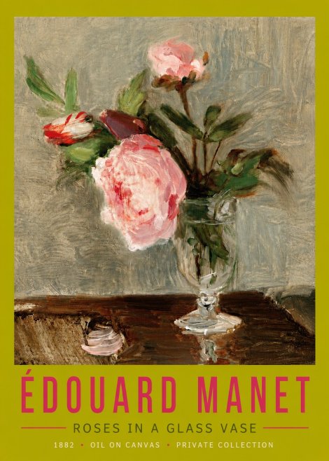 Édouard Manet Roses in a Glass Vase No5 - Affiche