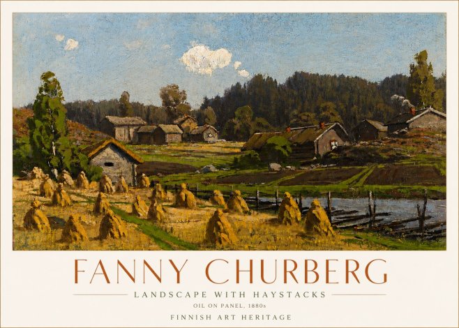 Fanny Churberg Landscape with Haystacks No6 - Affiche