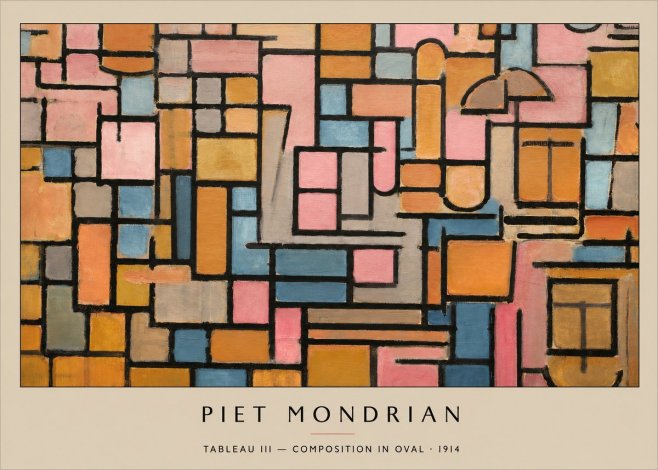 Piet Mondrian Tableau Iii — Composition in Oval No3 - Affiche