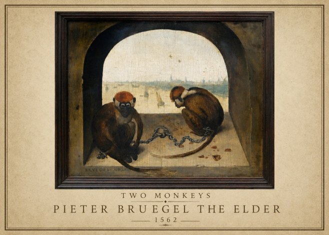 Pieter Bruegel Two Monkeys III No1 - Affiche