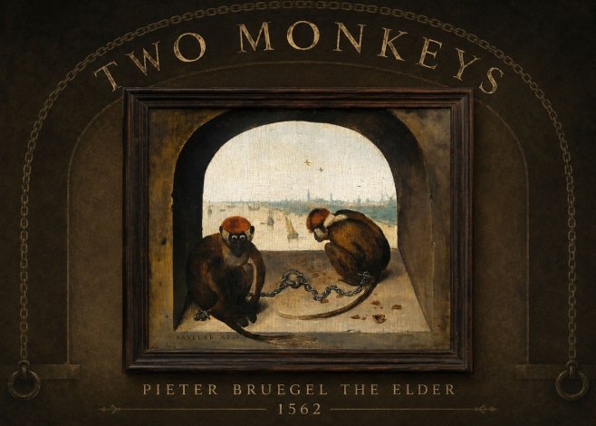 Pieter Bruegel Two Monkeys III No2 - Affiche