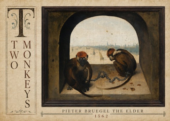 Pieter Bruegel Two Monkeys III No3 - Affiche