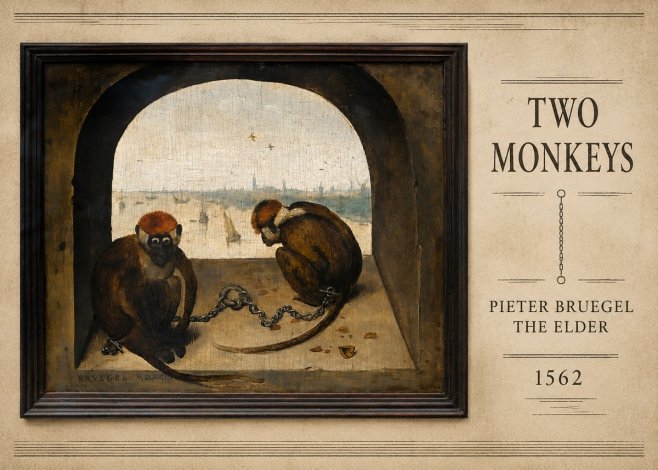 Pieter Bruegel Two Monkeys III No5 - Affiche