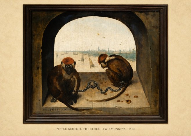 Pieter Bruegel Two Monkeys III No6 - Affiche