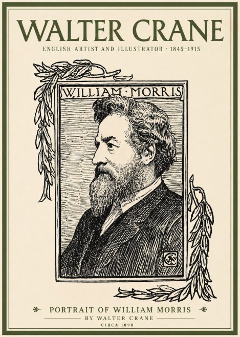 Walter Crane Portrait of William Morris No2 - Affiche