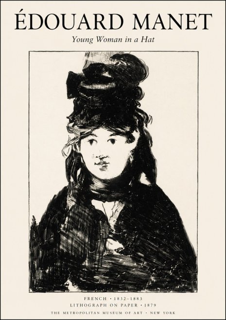 Édouard Manet Young Woman in a Hat II No1 - Affiche