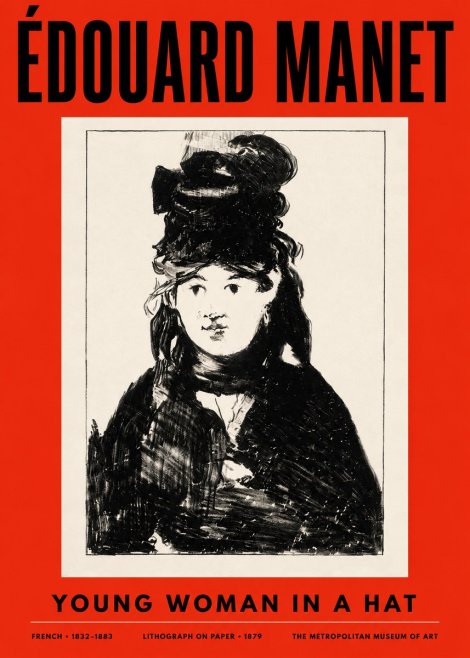 Édouard Manet Young Woman in a Hat II No2 - Affiche