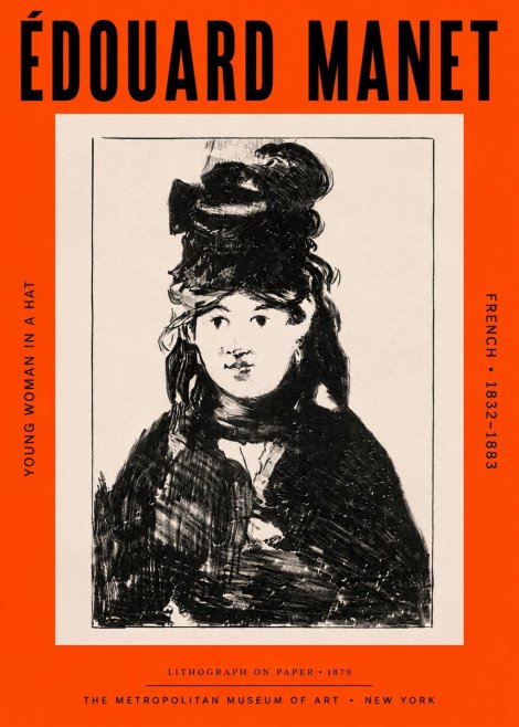 Édouard Manet Young Woman in a Hat II No3 - Affiche
