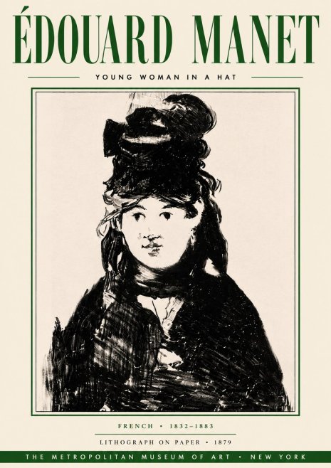Édouard Manet Young Woman in a Hat II No6 - Affiche