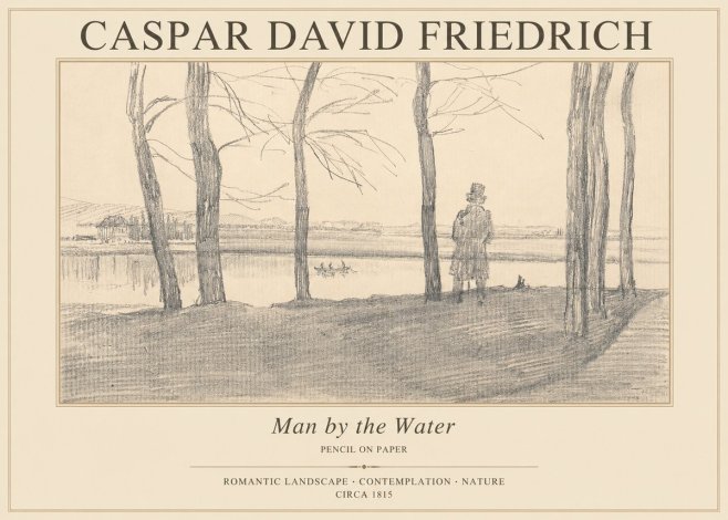 Caspar David Friedrich Man by the Water No1 - Affiche
