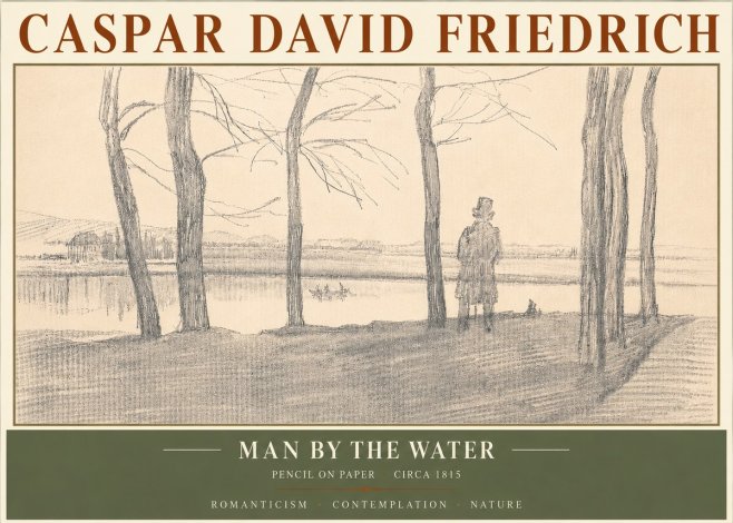 Caspar David Friedrich Man by the Water No5 - Affiche