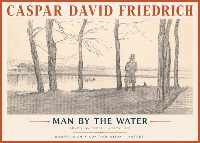 Caspar David Friedrich Man by the Water No6 - Affiche