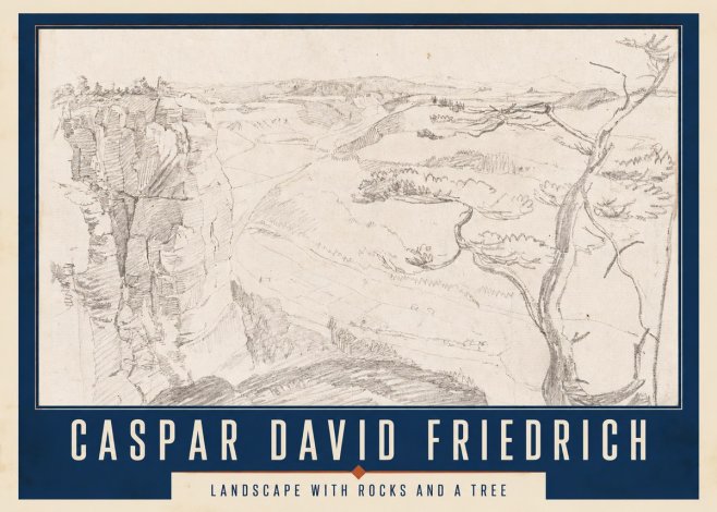 Caspar David Friedrich Landscape with Rocks and a Tree No2 - Affiche