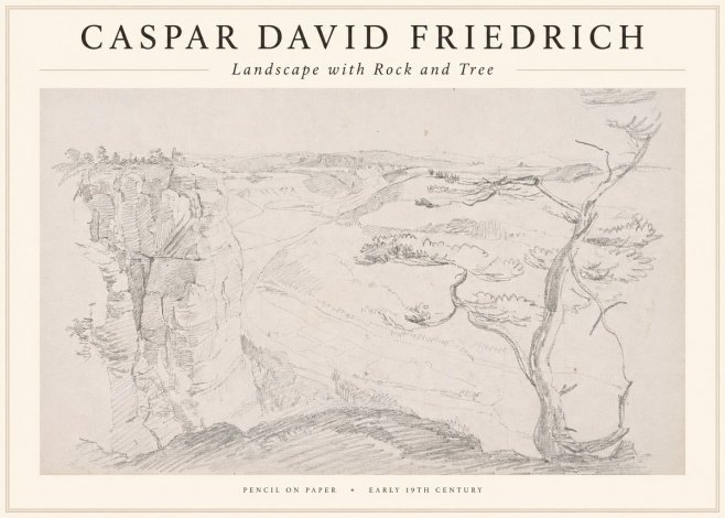 Caspar David Friedrich Landscape with Rocks and a Tree No4 - Affiche